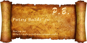 Petry Balázs névjegykártya